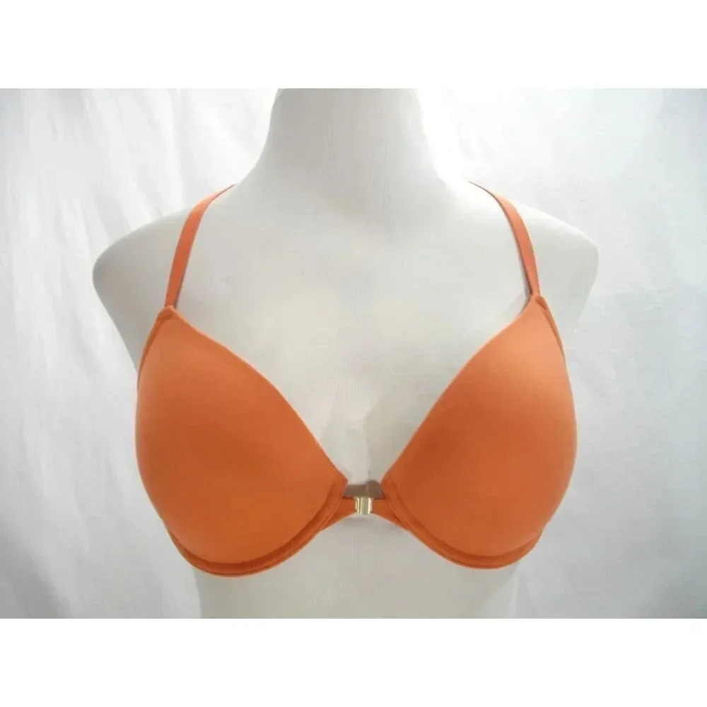 34A Gilligan O'Malley Front Close Everyday Lace Racerback Demi UW Bra Orange NWT